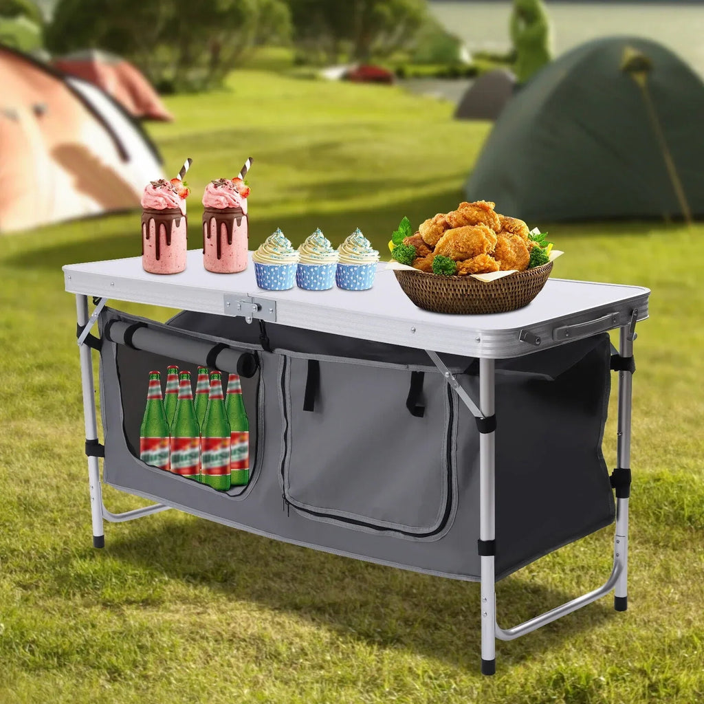2026 NewFolding Camping Table Portable Aluminum Camping Table Height Adjustable Camping Cook Station for Indoor Outdoor