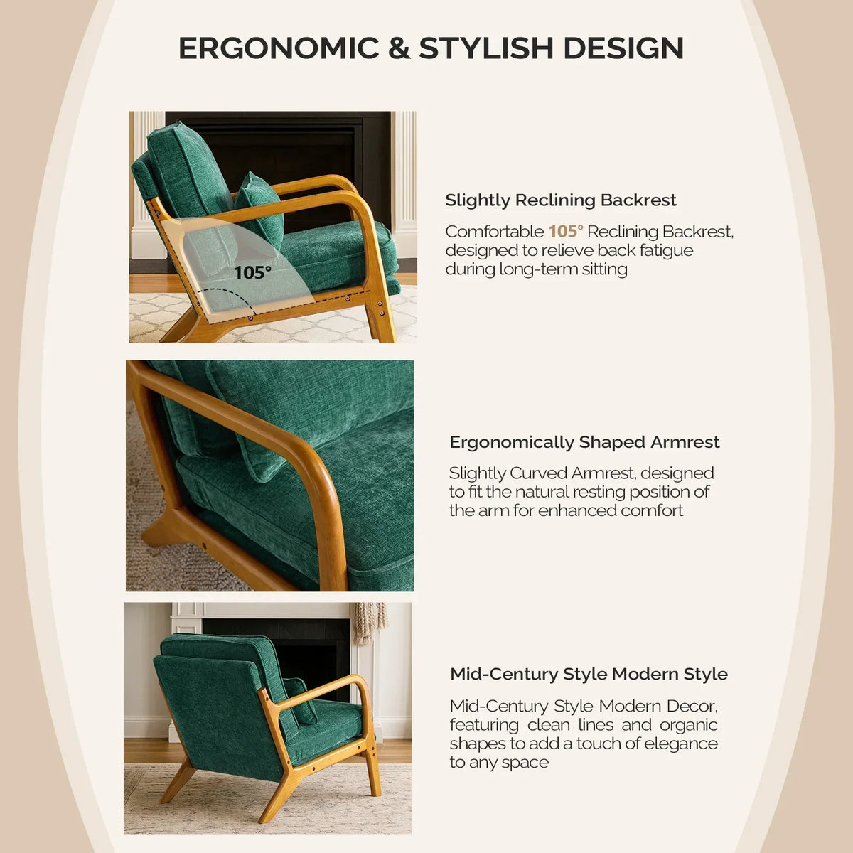 2026 NewKtaxon Accent Chair Corduroy Upholstered Armchair, Reading Club Chair with Pillow and Solid Wood Frame for Living Room Bedroom Furniture Off White