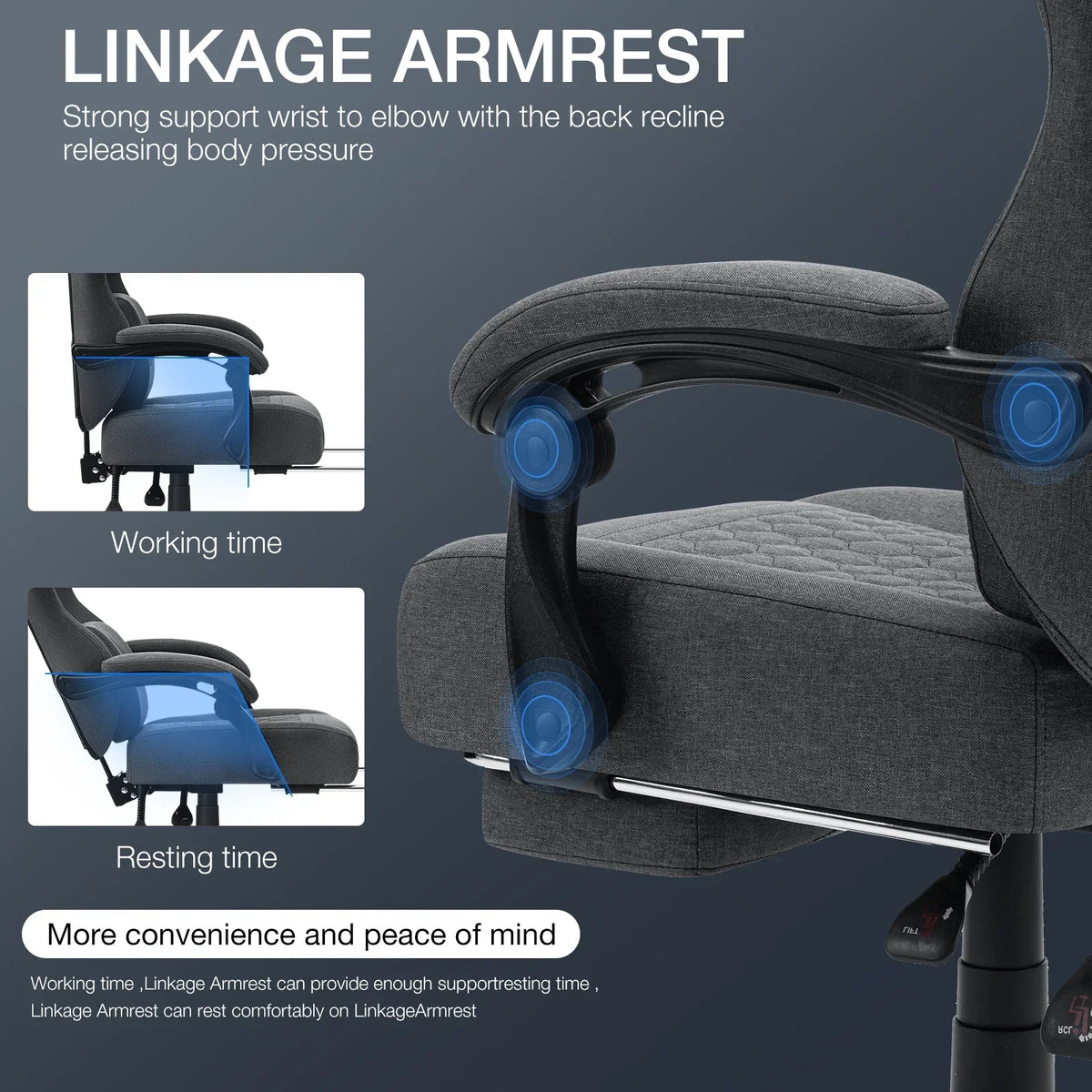 2026 NewHoffree Gaming Chair with Massage Fabric Office Chair with footrest for Adults, Ergonomic Gamer Chair with Headrest and Lumbar Support for Office Gaming, 440 LBS