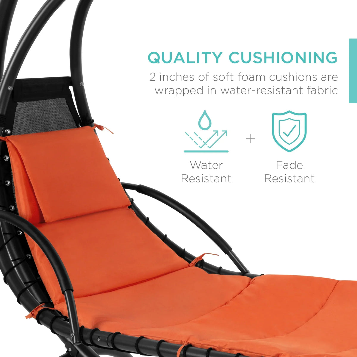 2026 NewBest Choice Products Hanging Curved Chaise Lounge Chair Swing for Backyard, Patio w/ Pillow, Shade, Stand - Teal