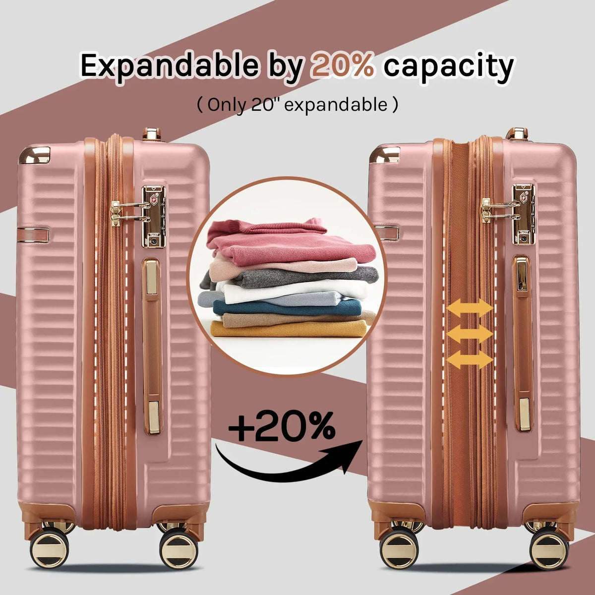 2026 NewJoyway 3-Piece Carry-On Luggage Set with Swivel TSA Lock and Leather Carry Bag