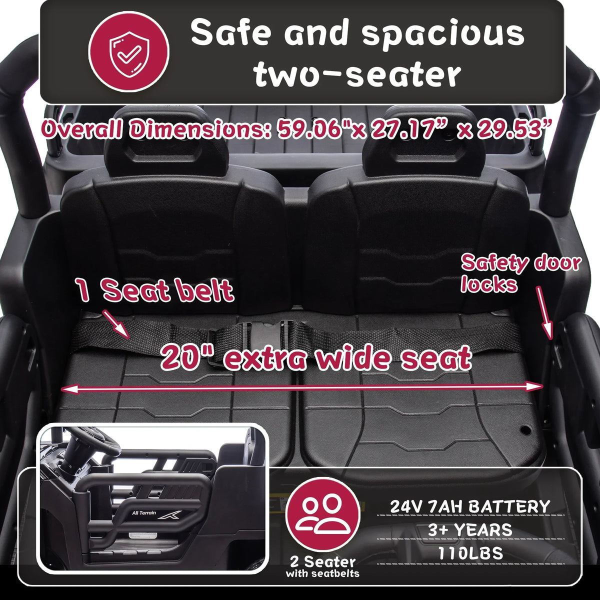 2026 NewXuanlur 24V 2 Seater Kids Ride on Car Truck, Ride on UTV W/ 2x200W Motor, 24 Volt Ride on Toys W/ Dump Bed/Shovel, Electric Car for Kids W/ Durable Tires, LED Light, Music, Remote Control, Black