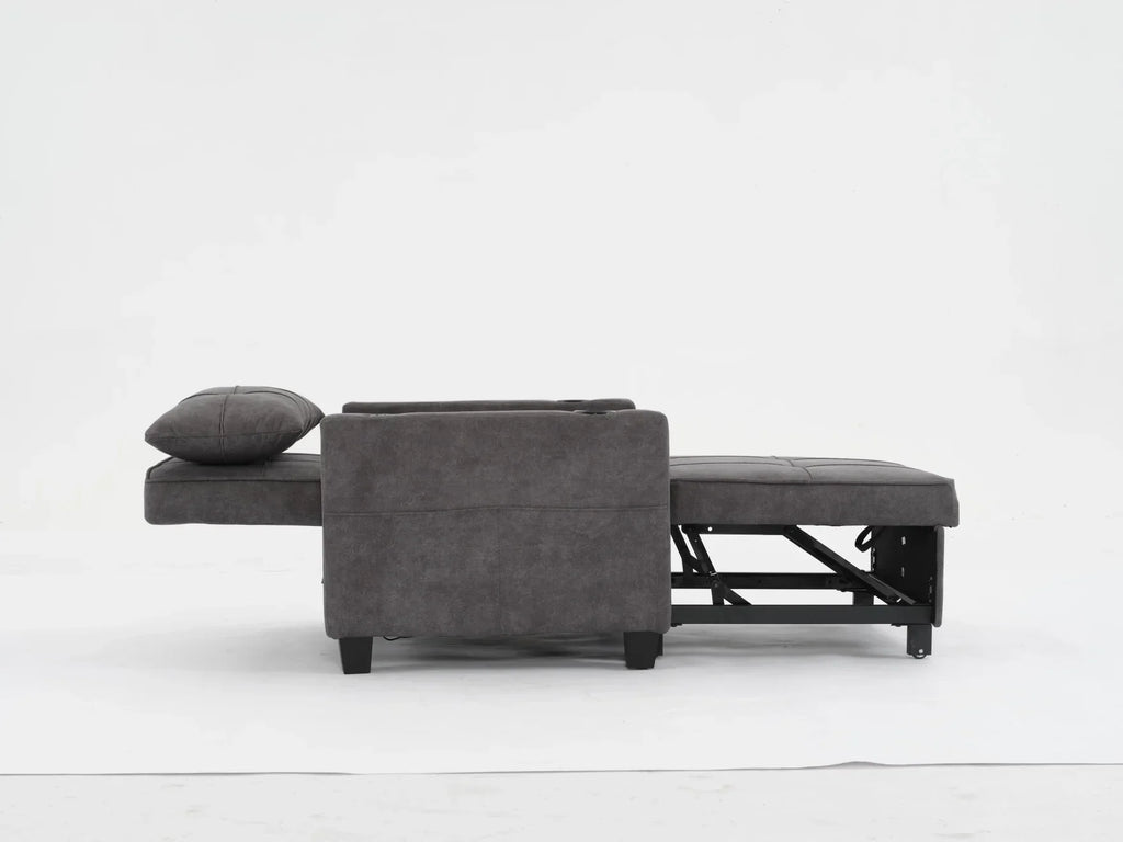 2026 NewConvertible Futon Sofa Bed, 3-in-1 Multi-Functional Sleeper Chair Bed with USB Ports, Adjustable Backrest Recliner,for Living Room Bedroom Small Space, Tech Cloth, Dark Grey