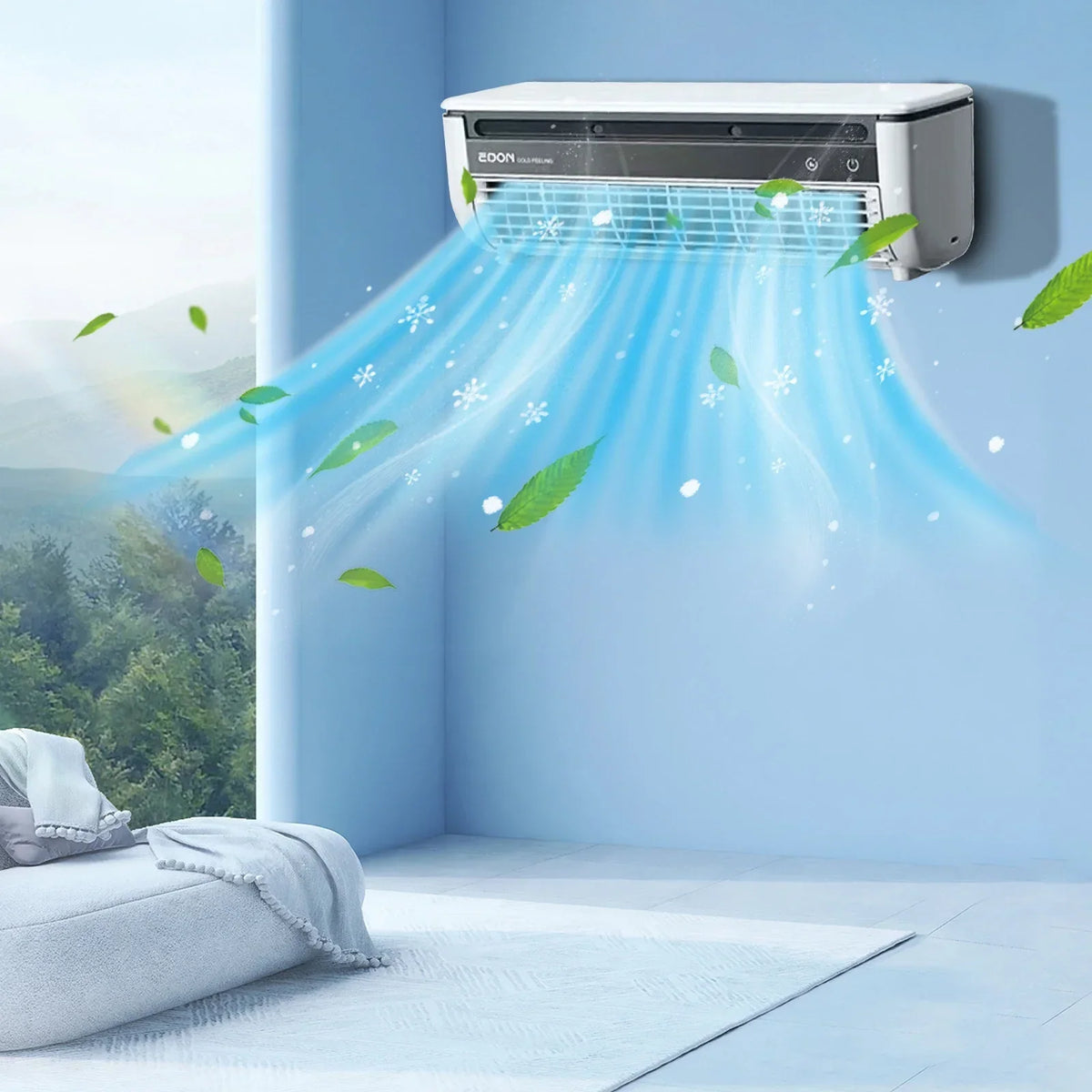 2026 NewFYHALE 5,000 BTU Wall Mounted Air Conditioner with Remote Control, Digital Display, Cool up to 150 Sq. Ft., Perfect for Small Bedroom, Living Room, Home Office, White
