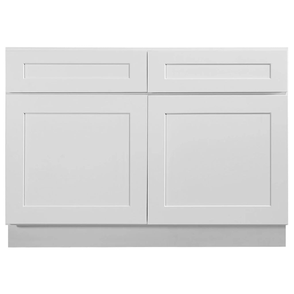 2026 NewDesign House Brookings Ready to Assemble Wood Shaker 2-Door and 2-Drawer Kitchen Base Cabinet (48 x 34.5 x 24), Sherwin Williams White