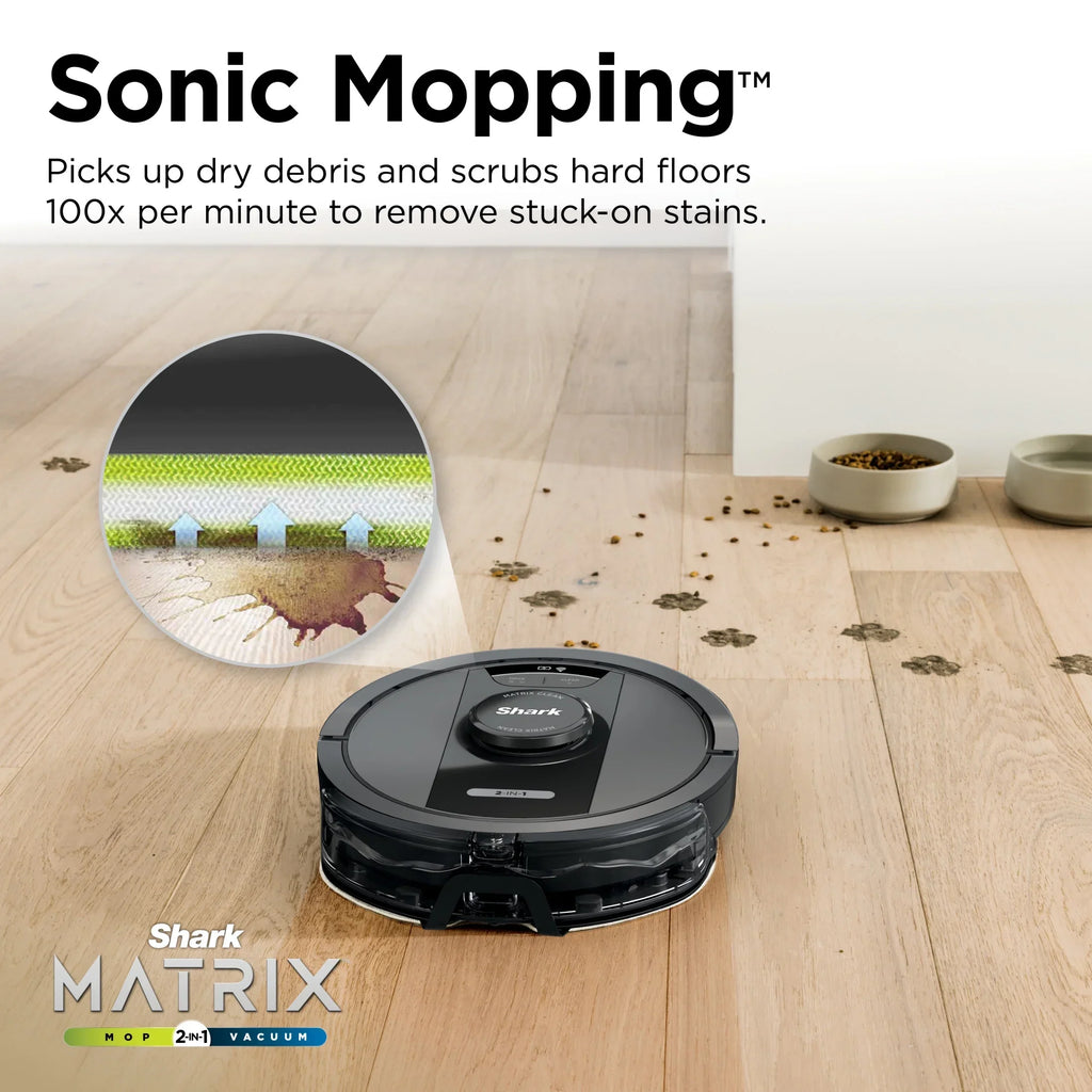 2026 NewShark Matrix Robot Vacuum & Mop, Auto Empty, Carpets and Hard Floors, 30-Day Capacity Base, Precision Home Mapping, Pet-Friendly, Wi-Fi, RV2400WS