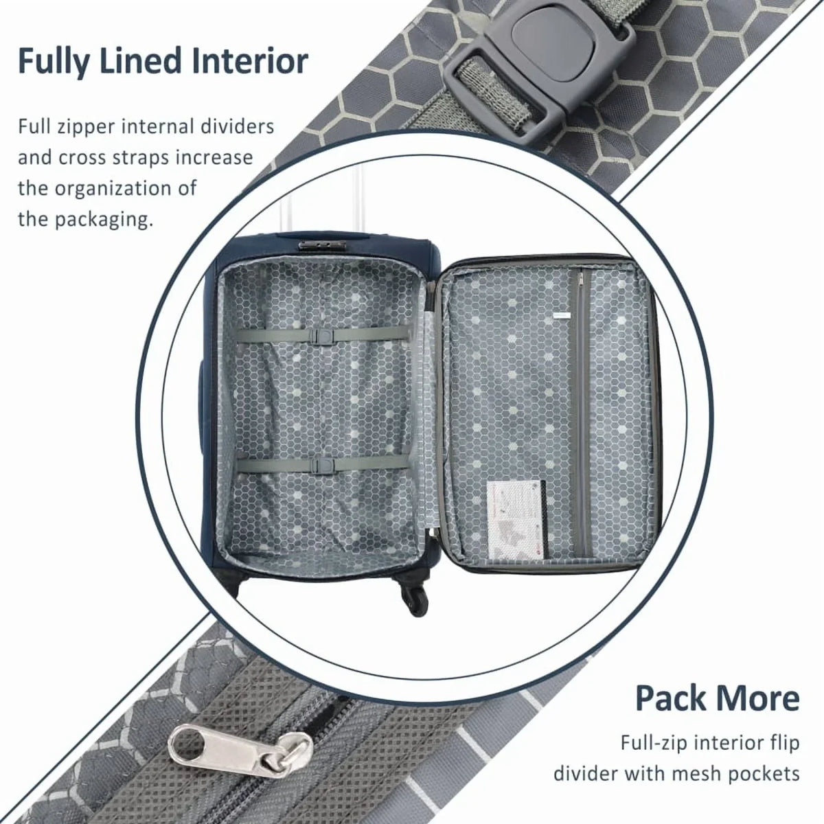2026 NewSoftside Luggage Expandable 3 Piece Set Suitcase Upright Spinner Softshell Lightweight Luggage Travel Set