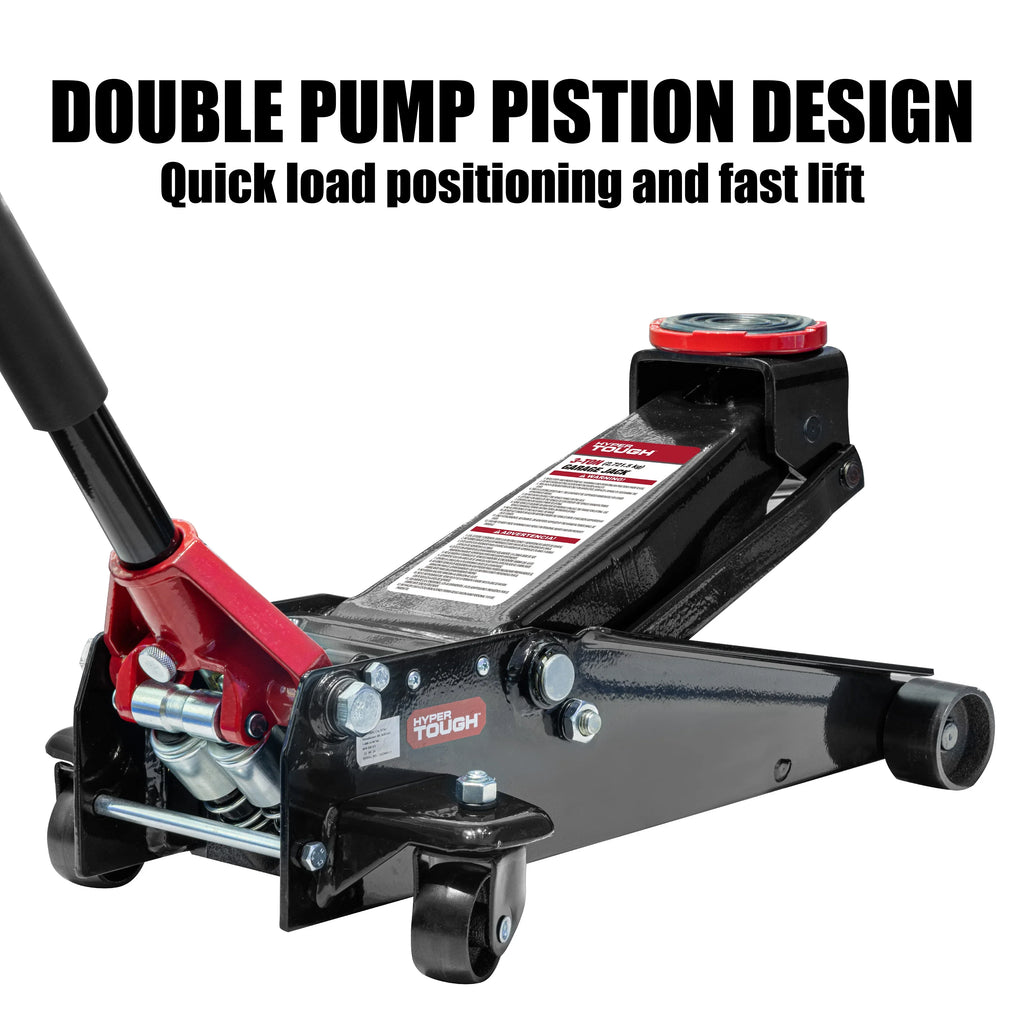 2026 NewHyper Tough 3 Ton Floor Jack with Dual Pump - Black