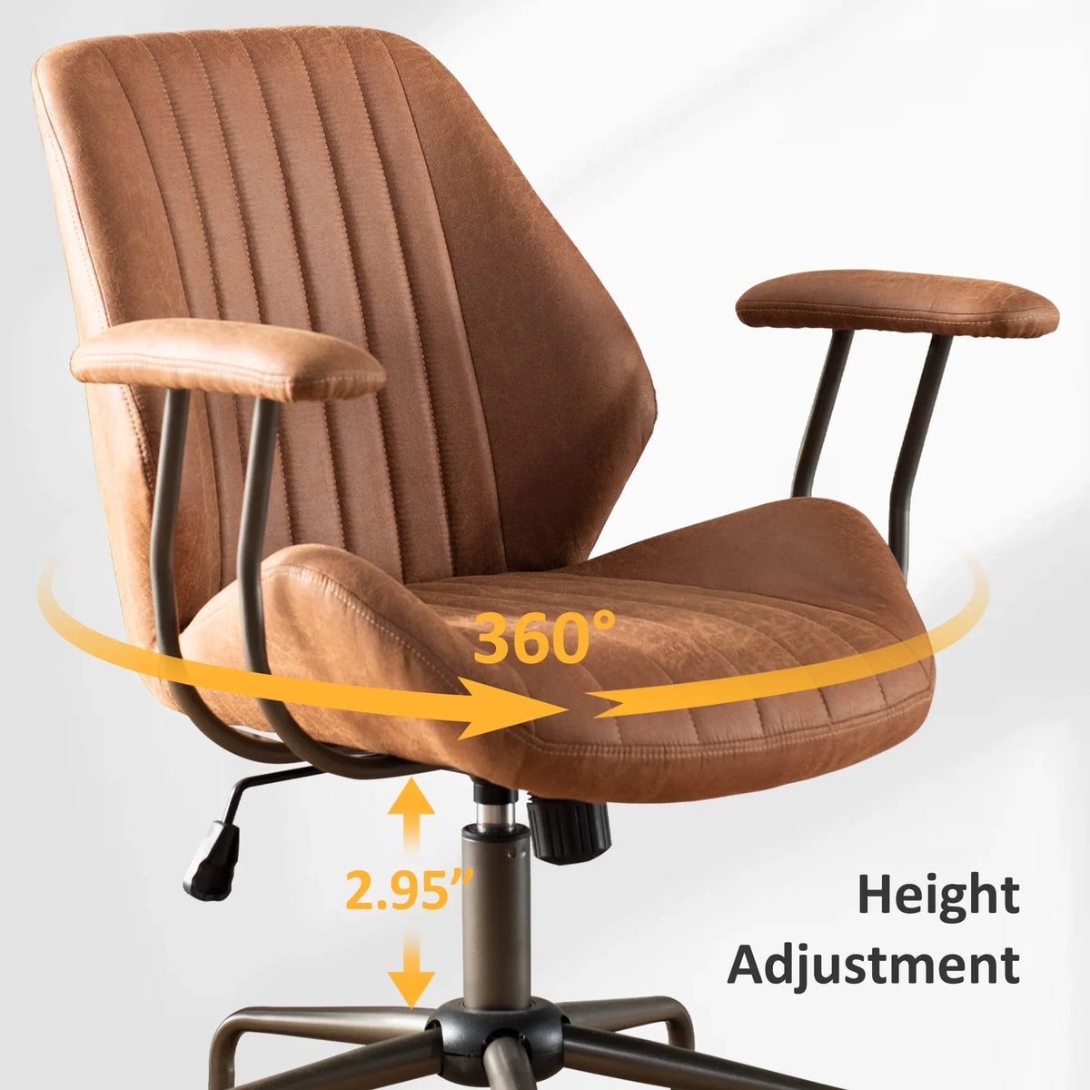 2026 NewOvios Ergonomic Office Chair Modern Computer Desk Suede Fabric Desk Chair with Lumbar Support for Home Office