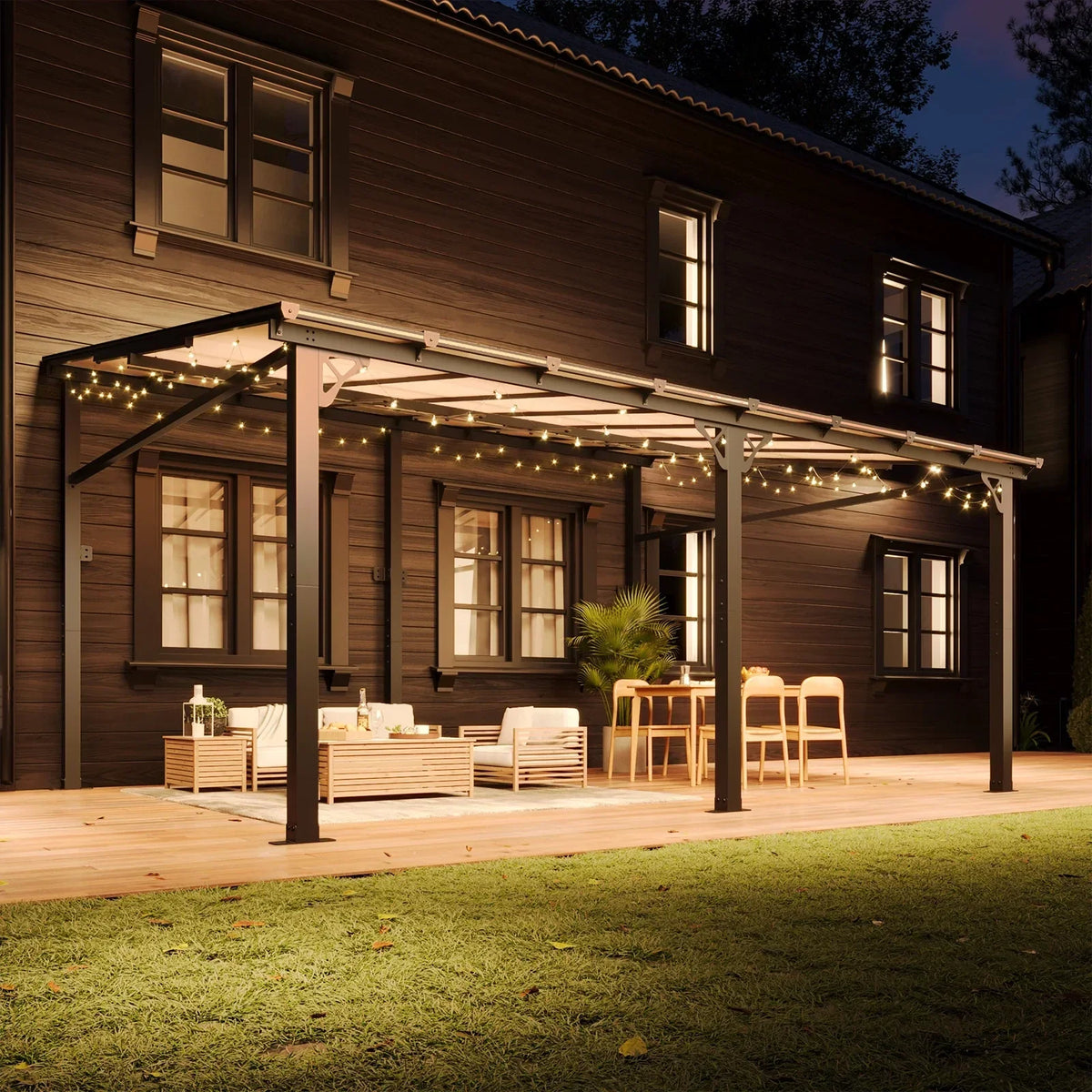 2026 NewAoxun 8' x 5' Gazebo for Patio, Gazebo Pergola with Sloped Roof, Grill Gazebo Large Wall-Mounted Heavy Duty Awnings, for Backyard, Deck, Patio