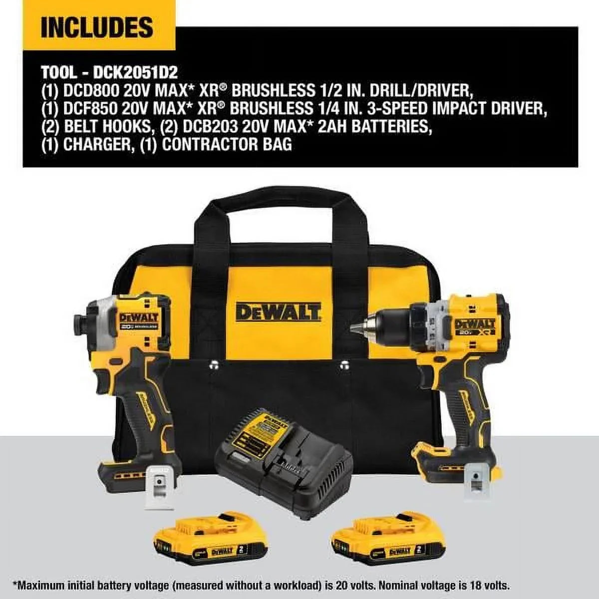 2026 NewDEWALT 20V, Cordless Drill Drivers, 2.0Ah