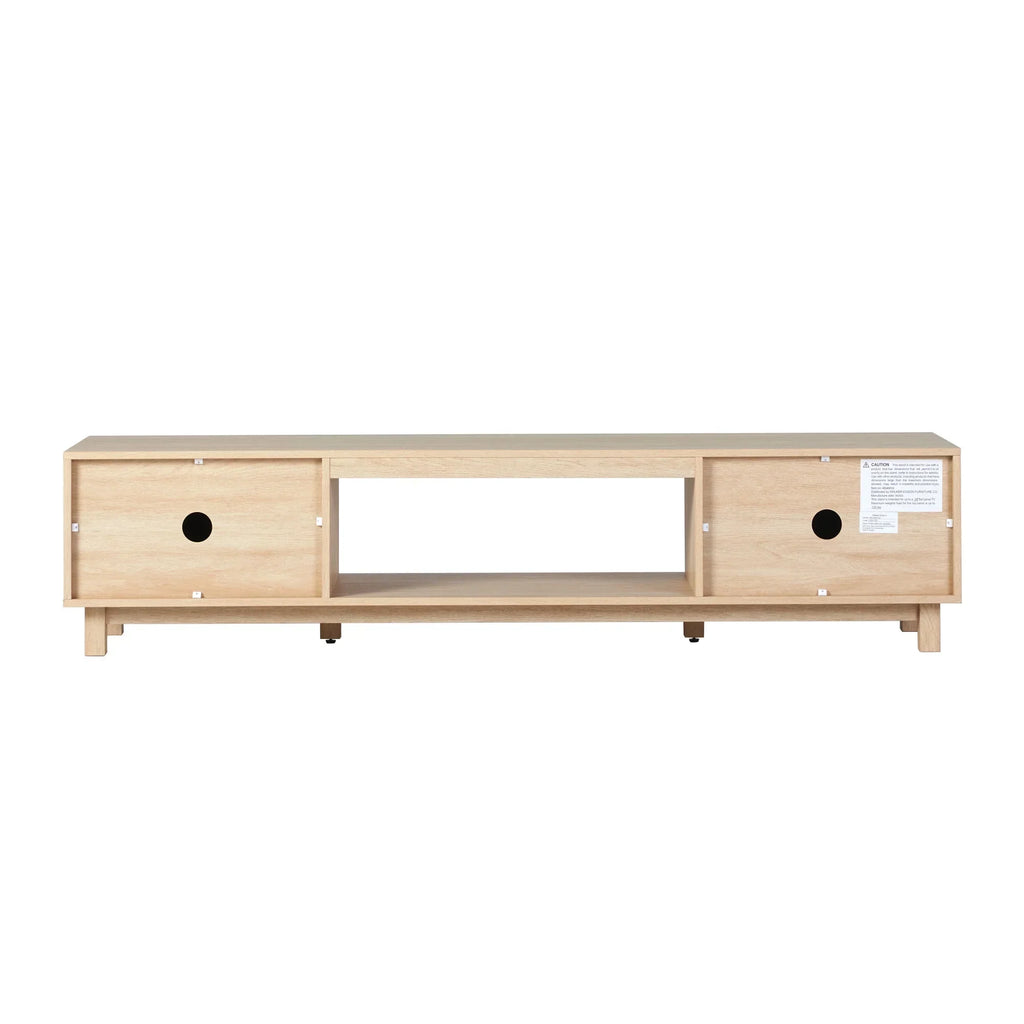 2026 NewWalker Edison Mid-Century Modern Reeded 2-Door TV Stand for TVs up to 80", Coastal Oak