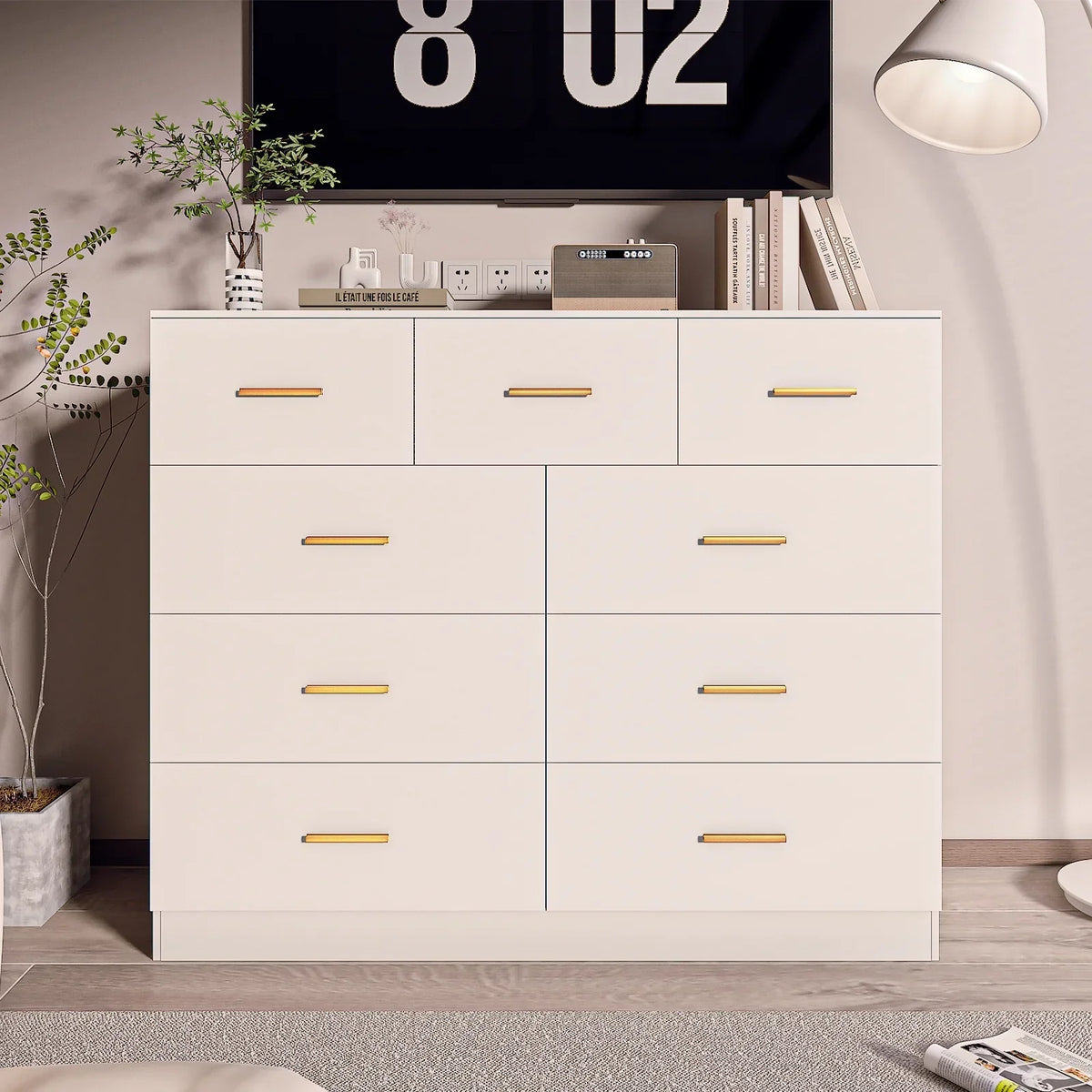 2026 NewKtaxon 6 Drawer Double Dresser Wood Dresser Storage Cabinet Drawer Organizer Chest Of Drawers, White