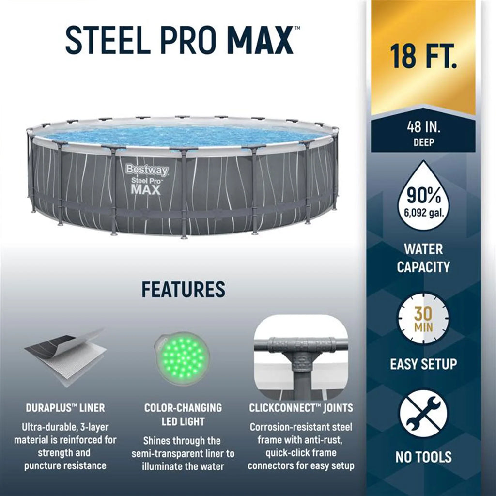 2026 NewBestway Steel Pro MAX 12' x 30" Above Ground Outdoor Swimming Pool Set