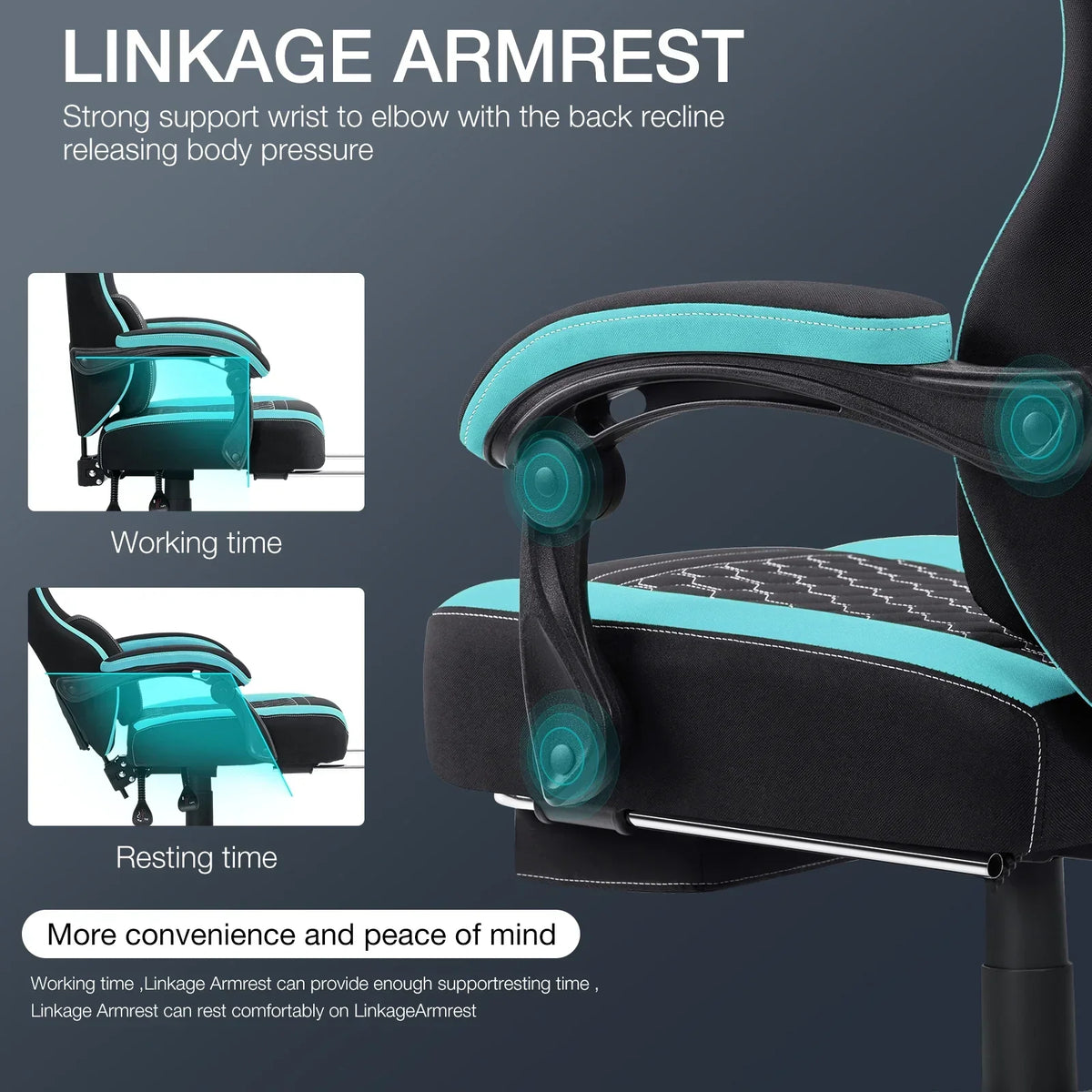 2026 NewHoffree Gaming Chair with Massage Fabric Office Chair with footrest for Adults, Ergonomic Gamer Chair with Headrest and Lumbar Support for Office Gaming, 440 LBS