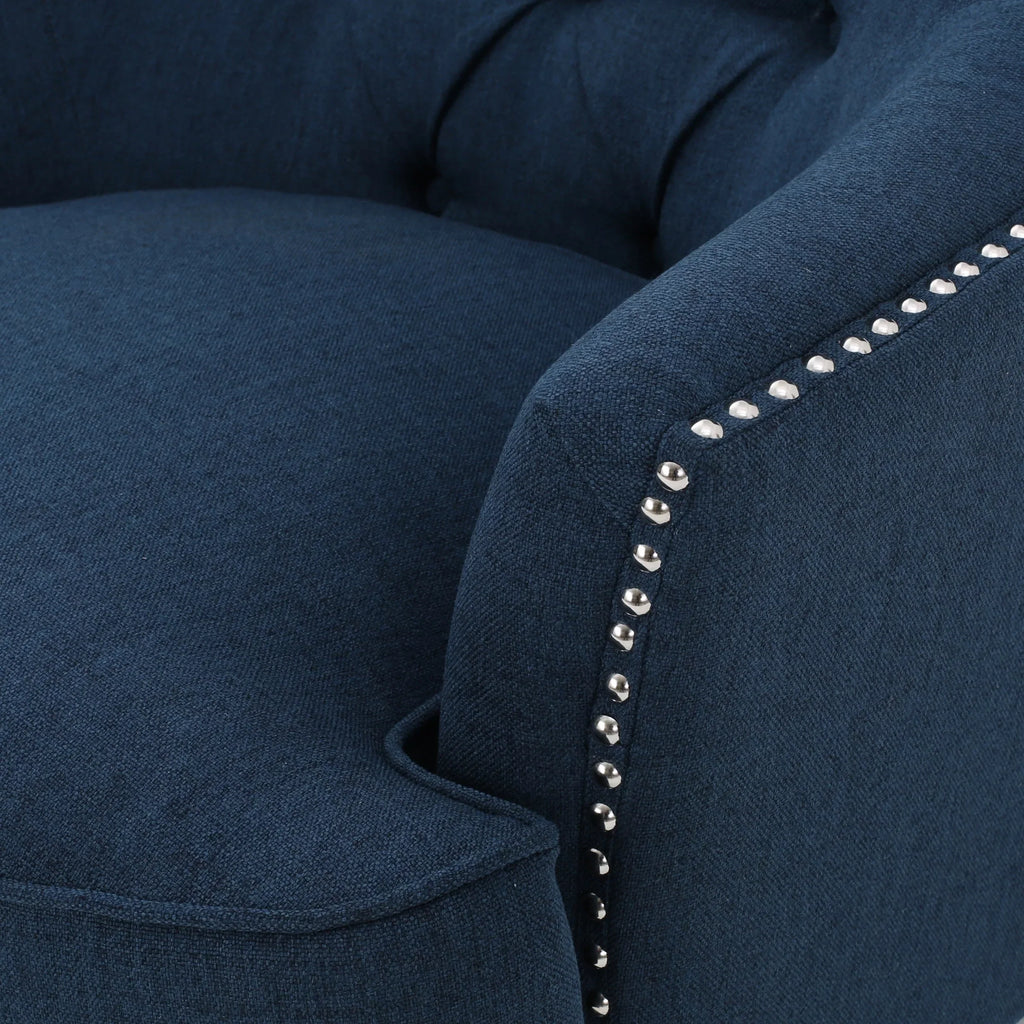 2026 NewNoble House Tanner Tufted Fabric Club Accent Chair, Dark Blue