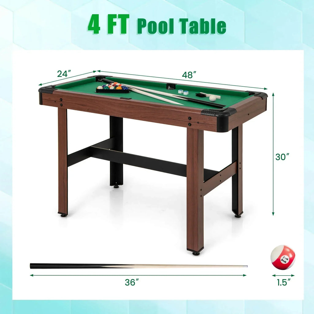 2026 NewCostway 48" Pool Table for Kids & Adults with Full Set of Balls 2 Cue Sticks 2 Chalks Green