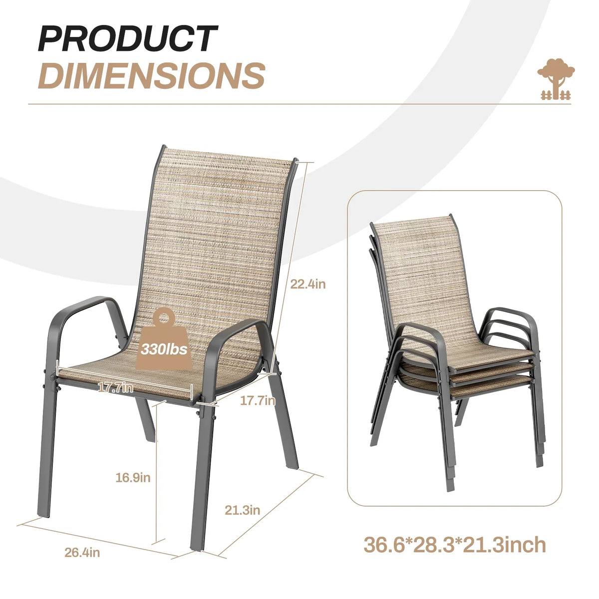 2026 NewArlopu 8Pcs Patio Dining Chairs Outdoor Stackable Armrest Chairs for Lawn Garden Backyard