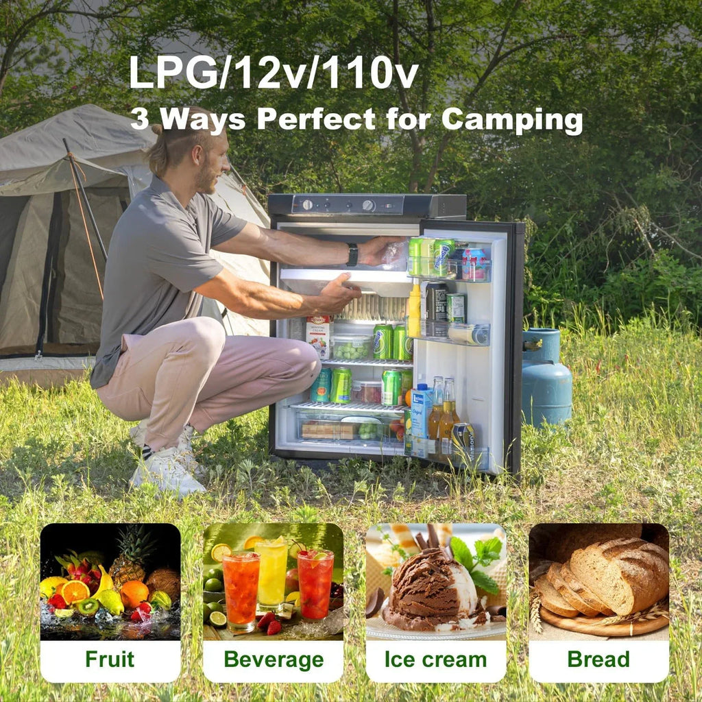 2026 NewSmad 3 Way Fridge Gas/12V/110V 3.5 Cu.ft Propane Camping Refrigerator Fridge