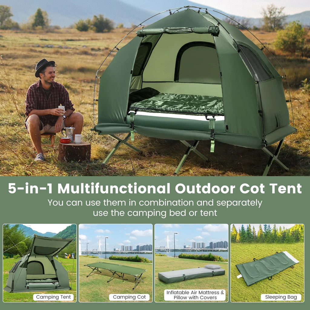 2026 NewGoplus 1-Person Waterproof Camping Tent Cot with Air Mattress, Pillow, Sleeping Bag