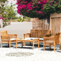 2026 NewCostway 4 PCS Outdoor Acacia Wood Sofa Furniture Set Cushioned Chair Coffee Table Garden