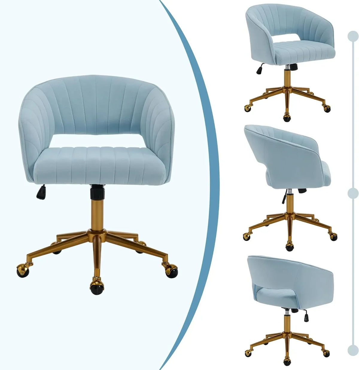 2026 NewWestice Home Office Desk Chairs, Velvet Task Chair, Height Adjustable Swivel Vanity Chair with Golden Base for Vanity Study, Living Room Computer Room, Beige