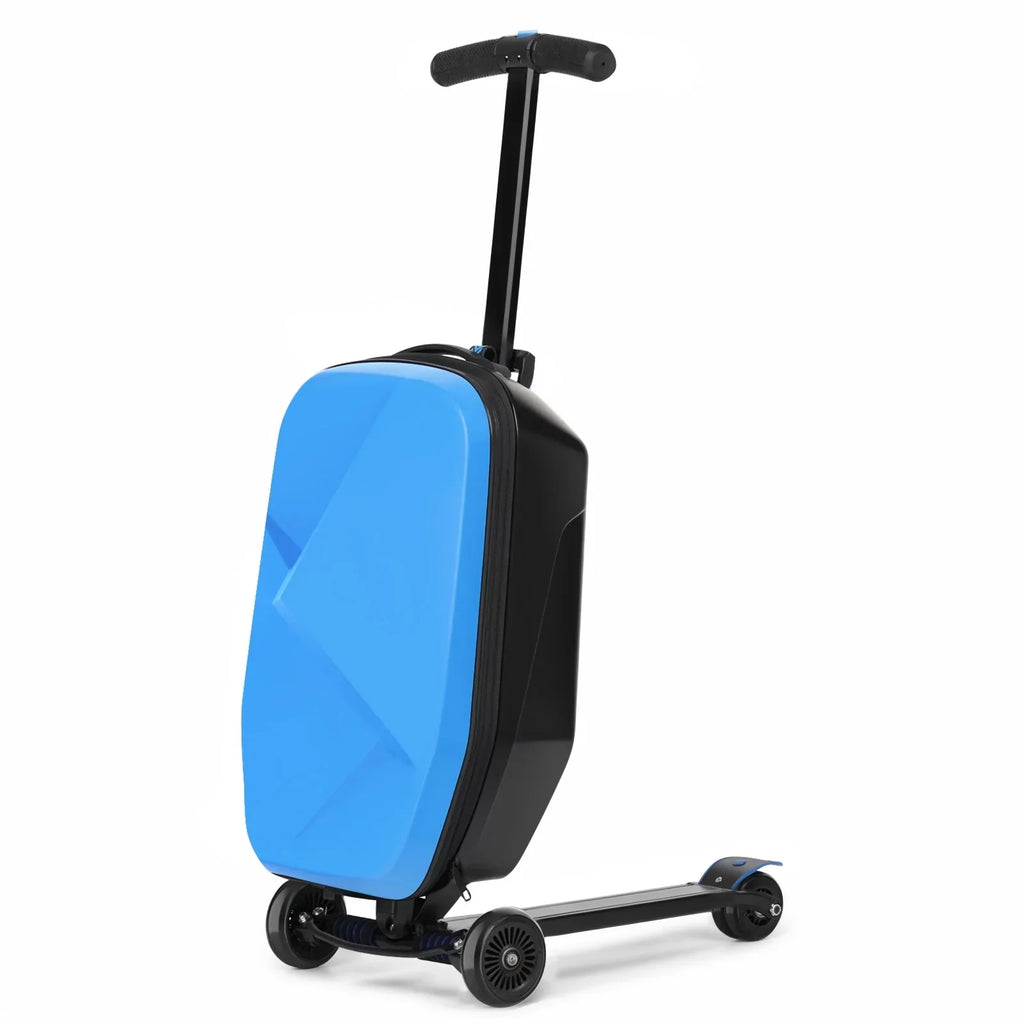 2026 NewAdvwin Scooter Luggage for Kids & Adults, Hardside Ride on Suitcase for Kids Ages 4-15 Multifunctional Lightweight Foldable Carry on Luggage with Wheels Ride on for Children Teenagers, Pink