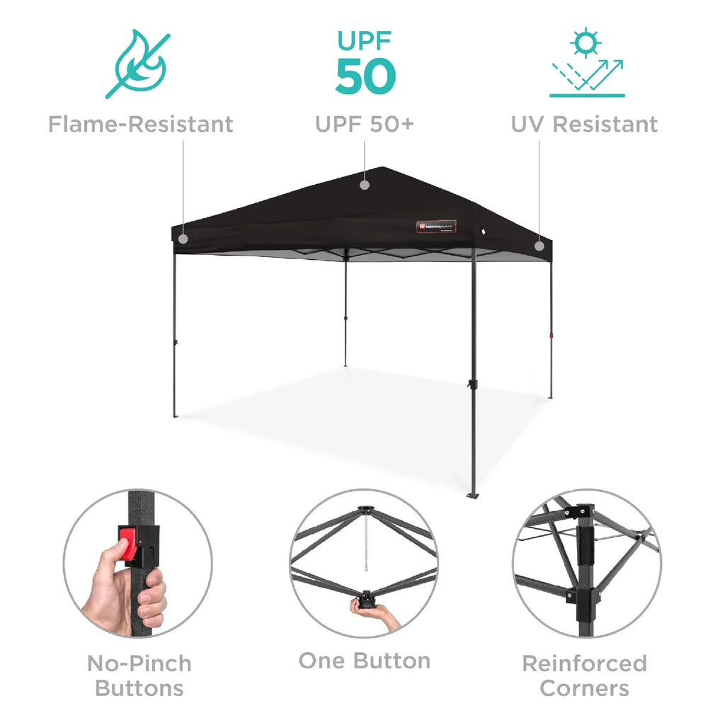 2026 NewBest Choice Products 12x12ft Easy Setup Pop Up Canopy w/ 1-Button Setup, Wheeled Case, 4 Weight Bags - Navy Blue
