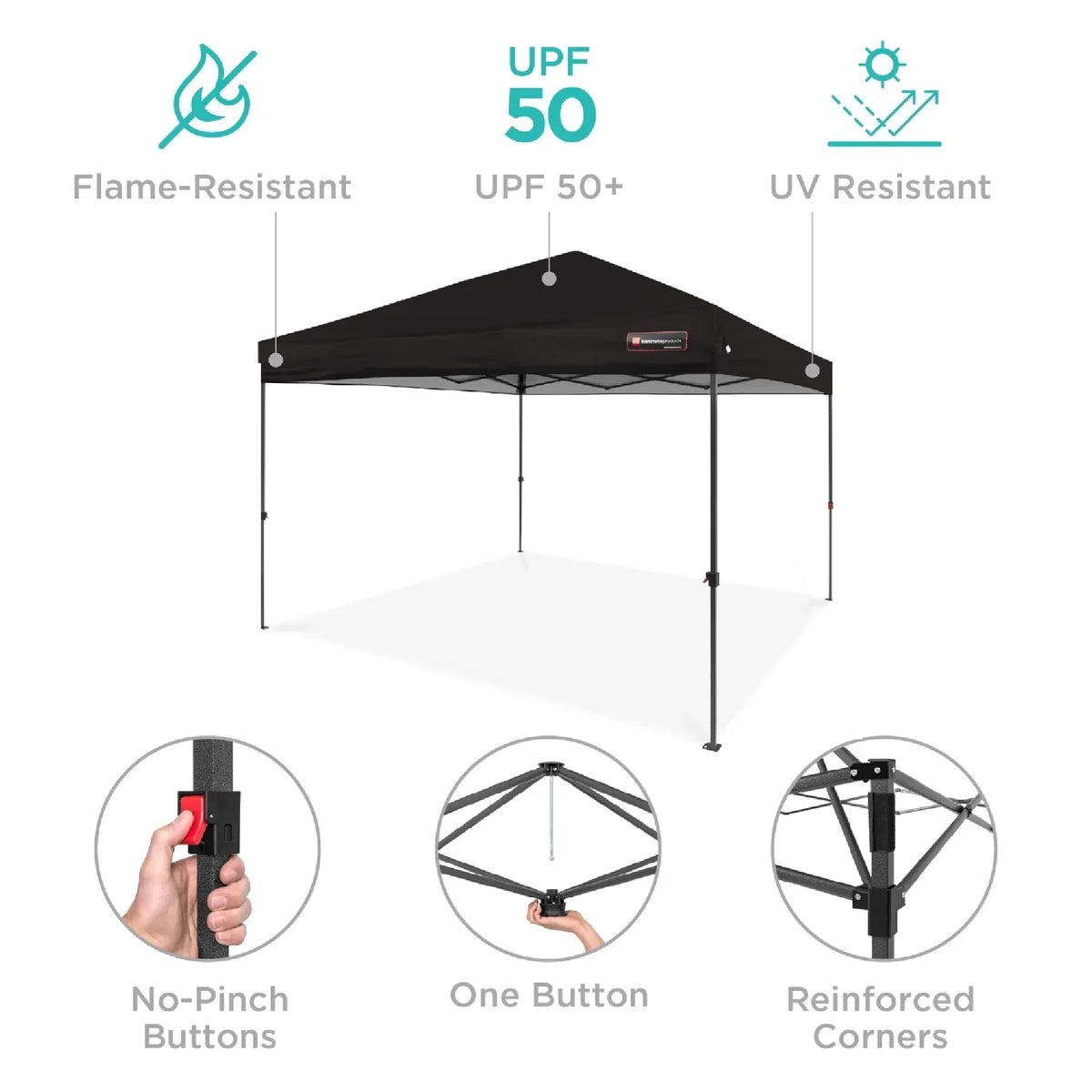 2026 NewBest Choice Products 12x12ft Easy Setup Pop Up Canopy w/ 1-Button Setup, Wheeled Case, 4 Weight Bags - Navy Blue