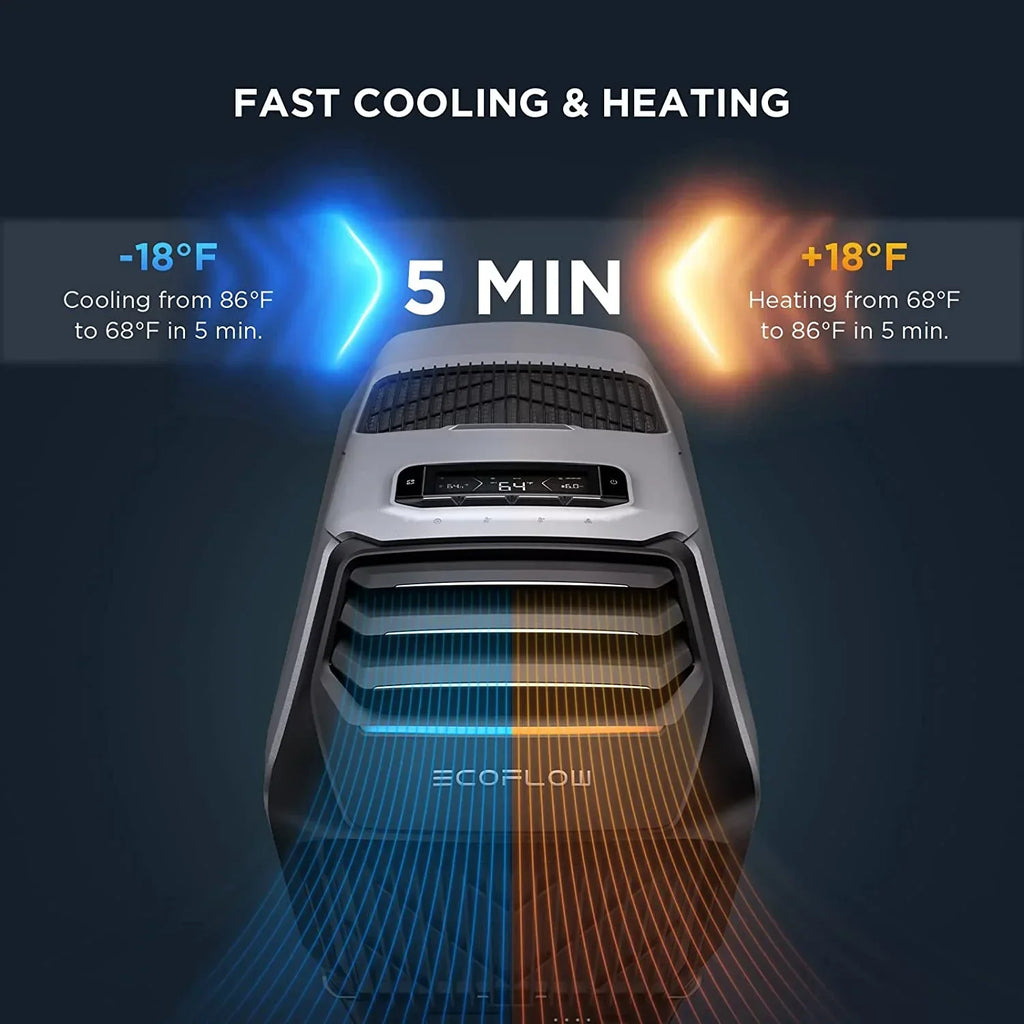 2026 NewEF EcoFlow WAVE 3 Portable Air Conditioner, 1800W/6100 BTU Cooling and 2000W/6800 BTU Heating, 1000W Fast Charging in 75 mins, 8H Wireless Running, APP Control, for Camping, Vanlife, RVs