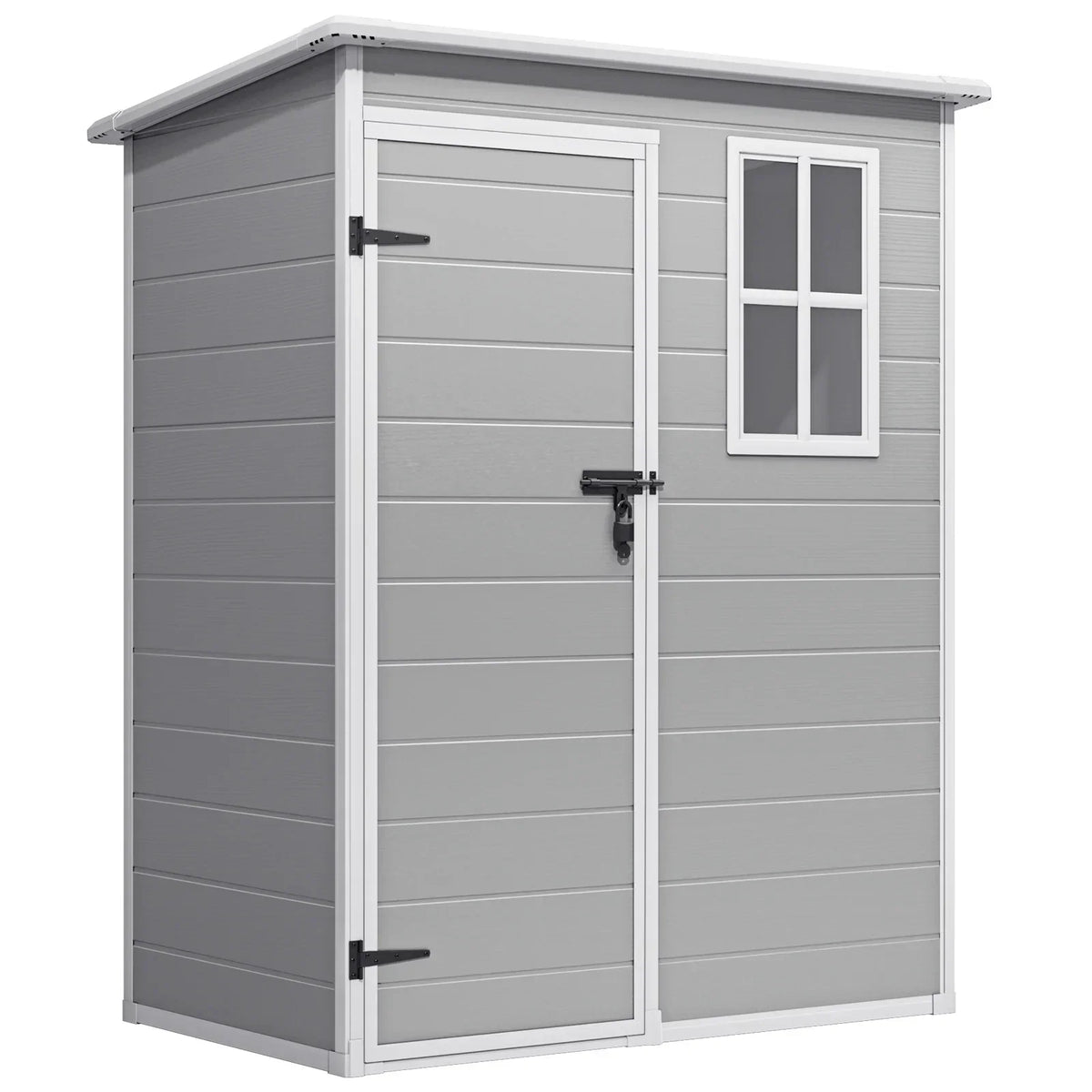 2026 New5' x 3' Outdoor Storage Shed, Lofka Resin Outdoor Storage Cabinet with Double Lockable Doors, Waterproof Tool Shed, Gray