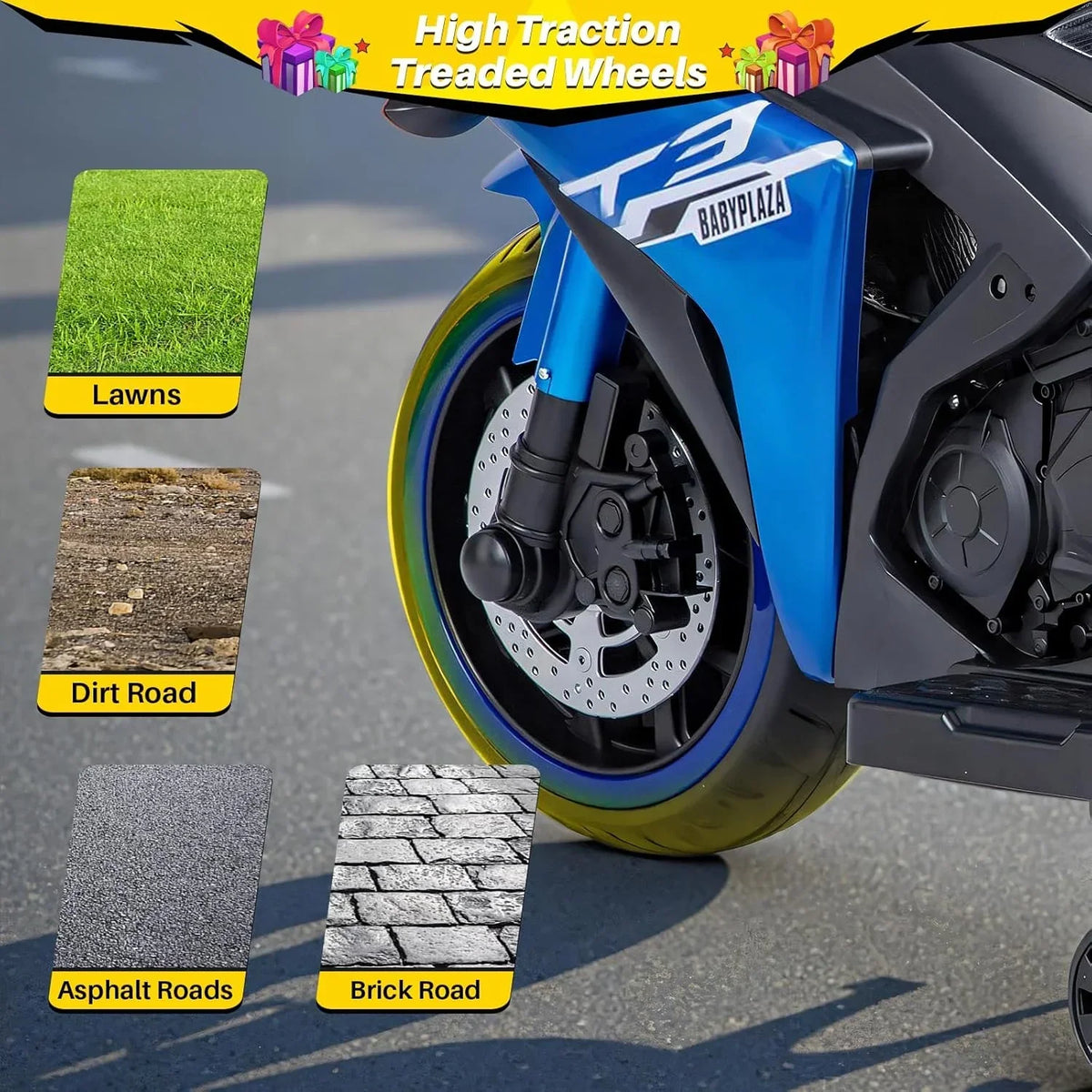 2026 New2 Seats Electric Dirt Bike Motorcycle for Kid 3-8, 12V Kids Motorcycle with Manual Throttle, Lighting Wheels, Music Function, Max Load 99LB (Blue)