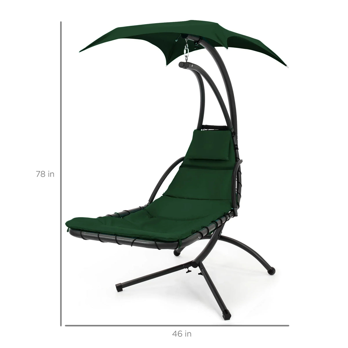 2026 NewBest Choice Products Hanging Curved Chaise Lounge Chair Swing for Backyard, Patio w/ Pillow, Shade, Stand - Teal