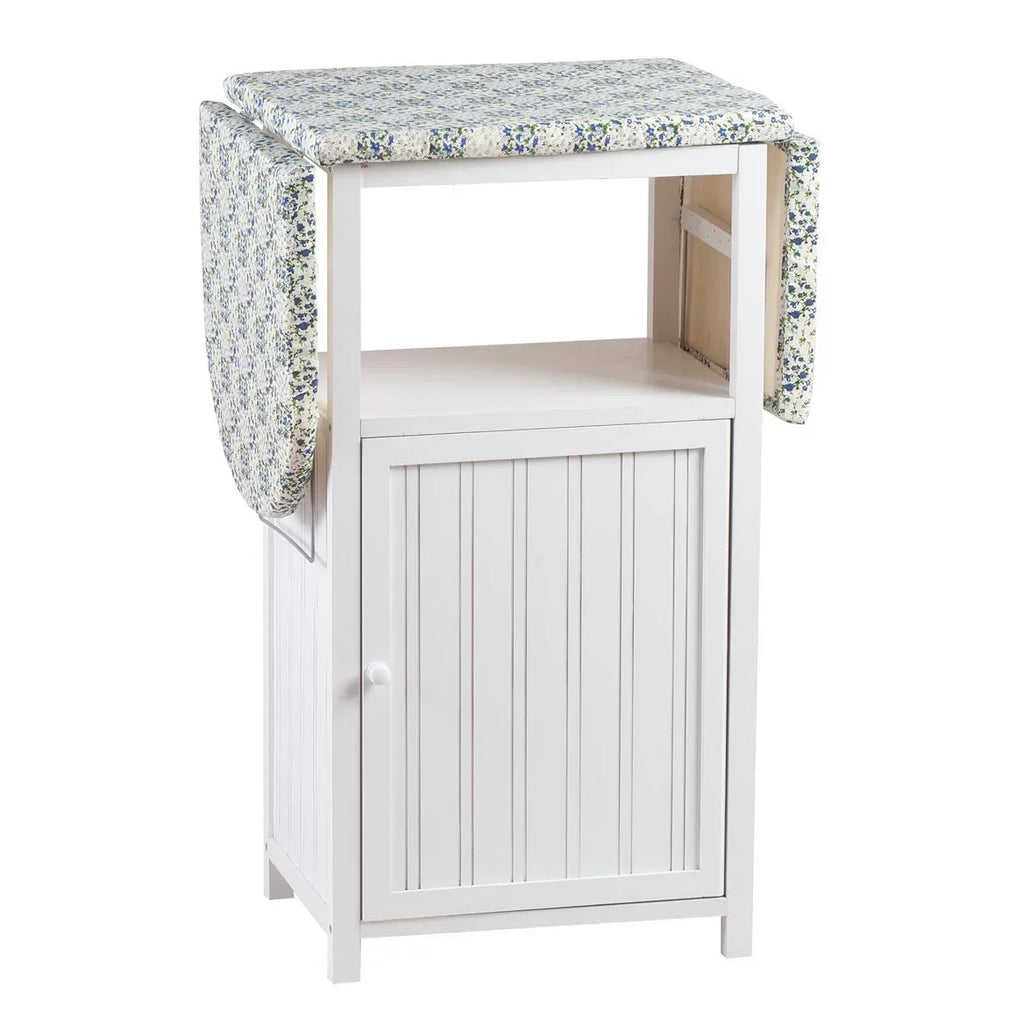2026 NewOakRidge Deluxe Ironing Board with Storage Cabinet, Perfect for Small Spaces with Extra Storage, Folding Station, Crafted with 100% Durable Wood, White Design �C Measures 36.5" H x 15.5" W x 23" L