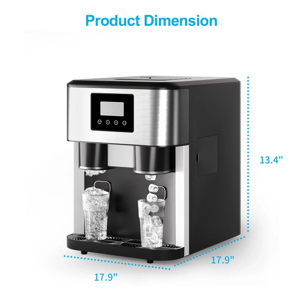 2026 NewTABU 3 in 1 Ice Maker with Water Dispenser,40 lbs/24H,Ice Machine with Ice Crushing,Self Cleaning,Black