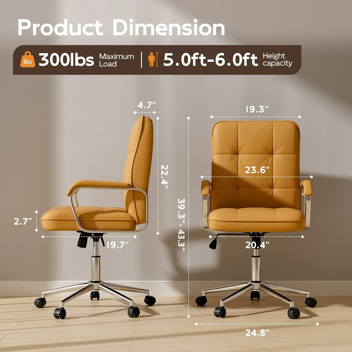 2026 NewSolfway White Office Chair, Swivel Leather Computer Desk Chair with Wheels and Padded Arms, Executive Office Chair for Adults