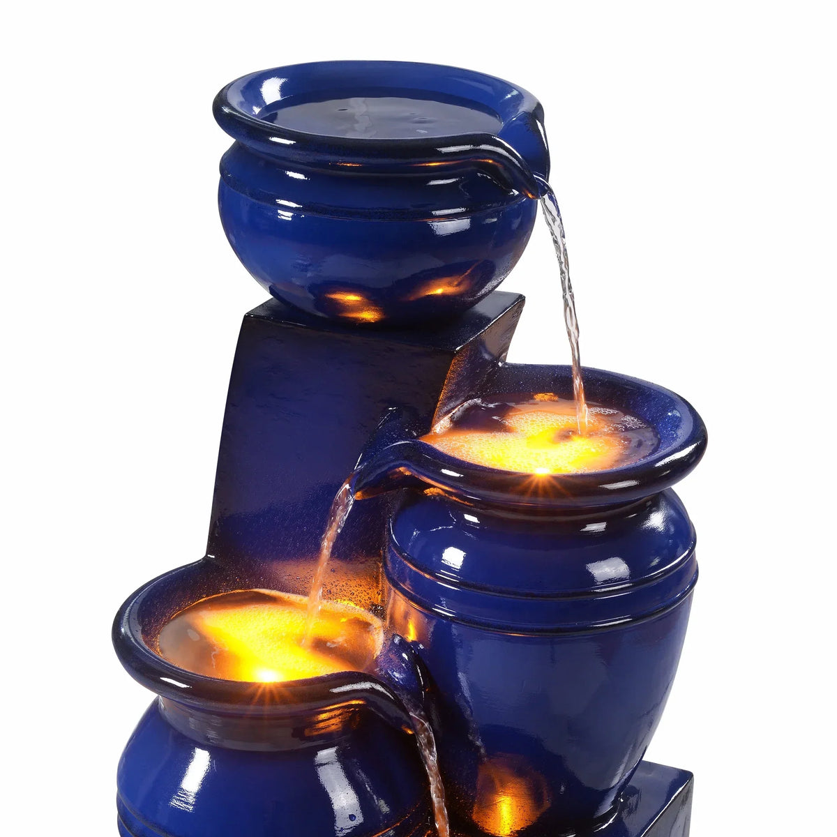 2026 NewTeamson Home 28.74" Solar Water Fountain with LED Lights, Navy