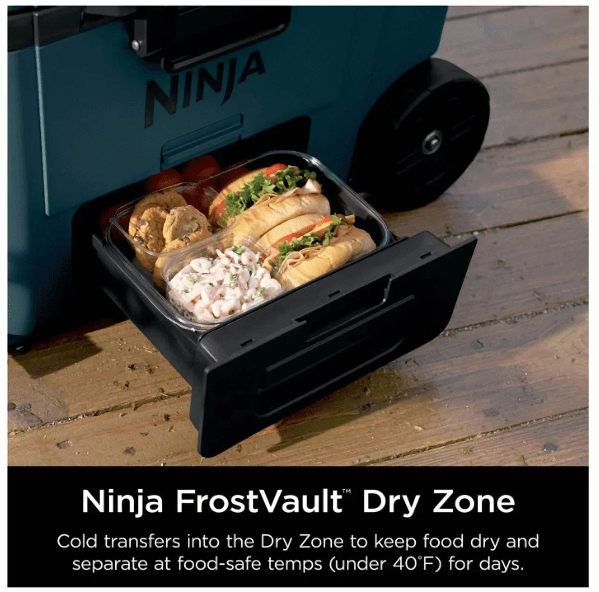 2026 NewNinja | Cooler | FrostVault 45QT Cooler with Wheels | Insulated with Temp Dry Storage Drawer | Keeps Ice Cold for Days | for The Beach, Camping, Picnics & More | Ocean Blue | FB245AOB