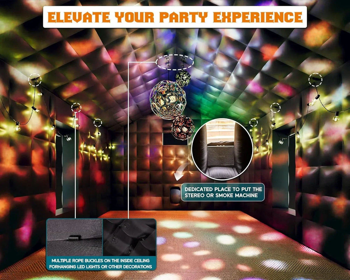 2026 NewJocisland 20x16x14 ft Large Black Inflatable Night Club Tent for Adults with 2 Side Doors, Inflatable Nightclub with Logo Area Gazebo Event House