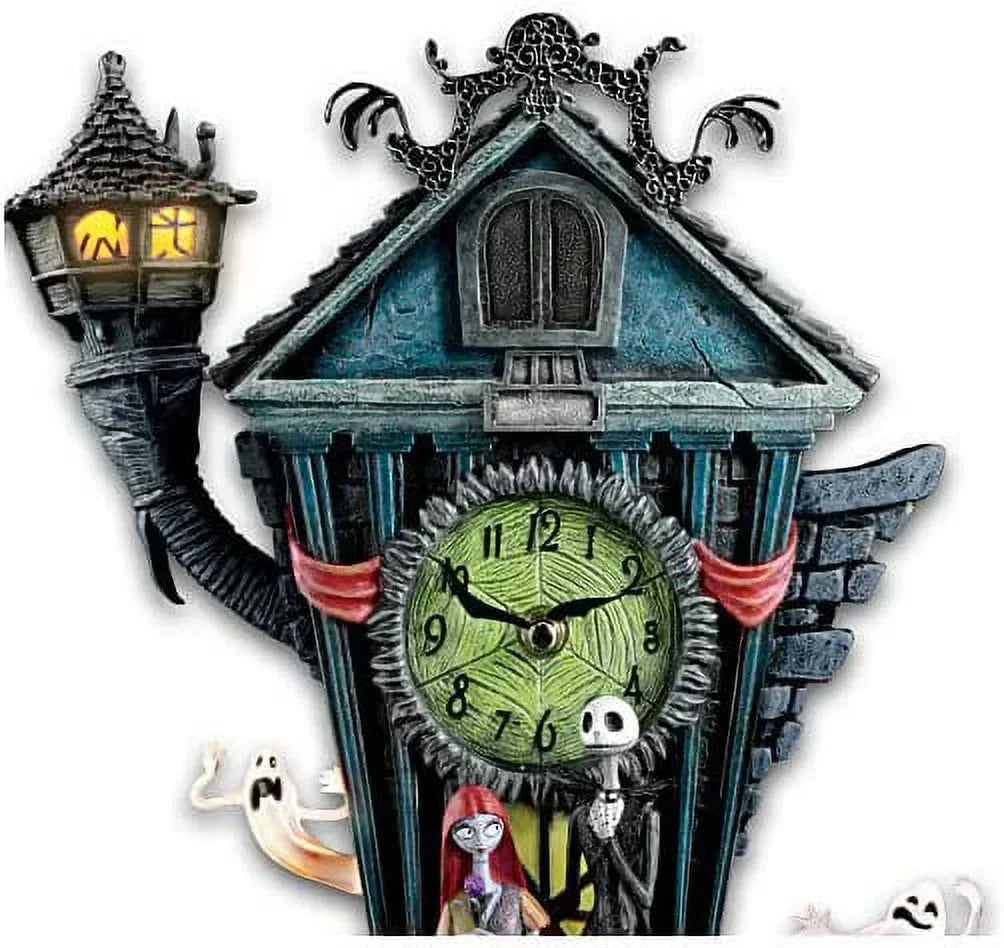2026 NewThe Bradford Exchange The Nightmare Before Christmas Cuckoo Clock, 21 inches, Musical, Light-Up, Limited Edition