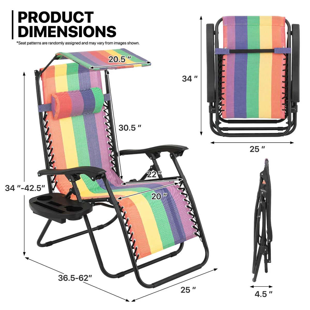 2026 NewMoNiBloom Zero Gravity Chairs Set of 2, Folding Outdoor Patio Beach Recliner with Canopy Shade & Headrest, Black