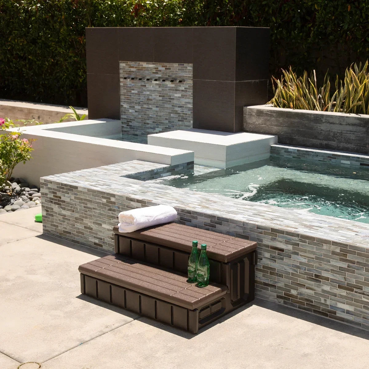2026 NewXtremepowerUS Hot Tub Steps With Storage, Spa Step, 36" Length, Camper/Deck Steps, Anti-Slip Brown