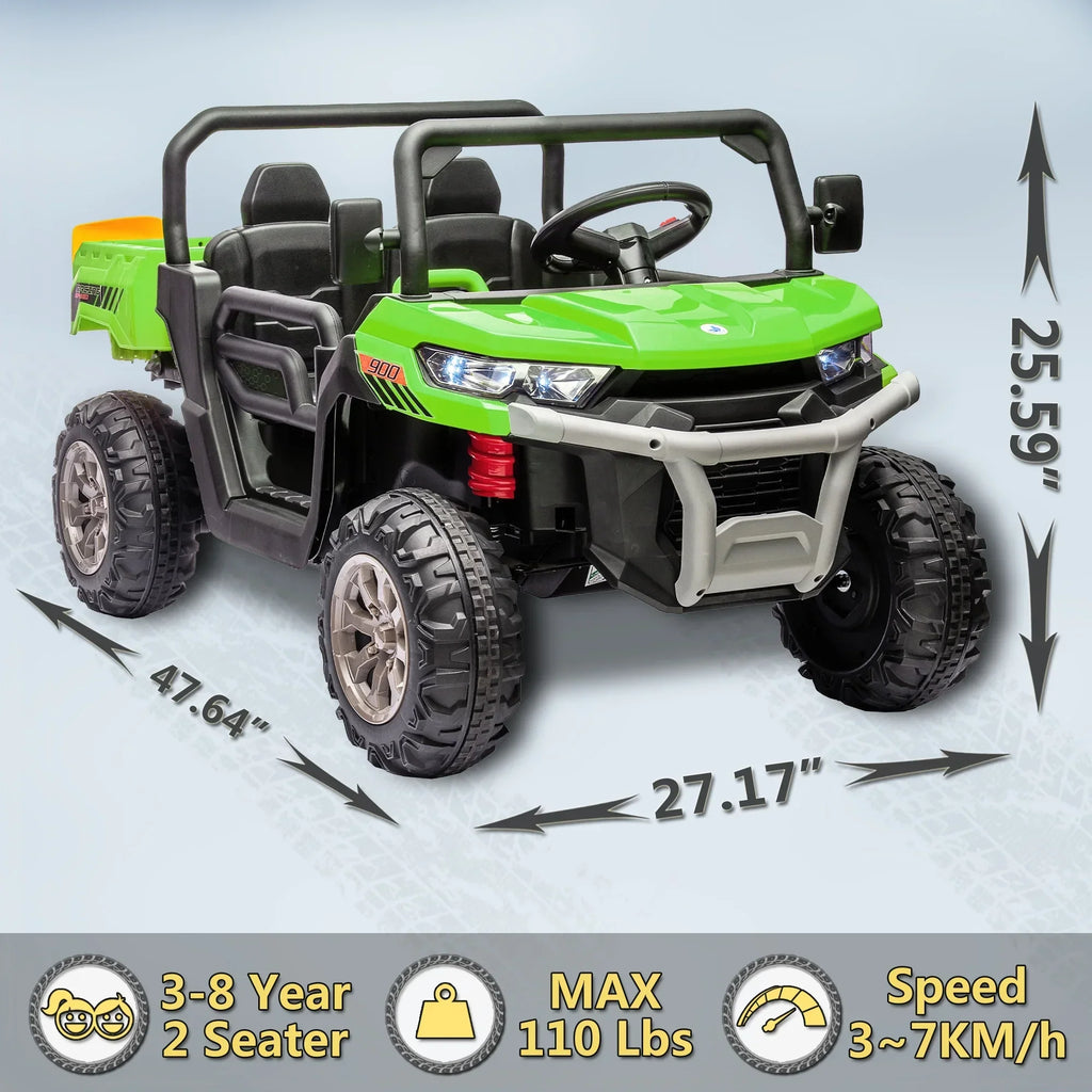 2026 NewXuanlur 24V 2 Seater Kids Ride on Car Truck, Ride on UTV W/ 2x200W Motor, 24 Volt Ride on Toys W/ Dump Bed/Shovel, Electric Car for Kids W/ Durable Tires, LED Light, Music, Remote Control, Black
