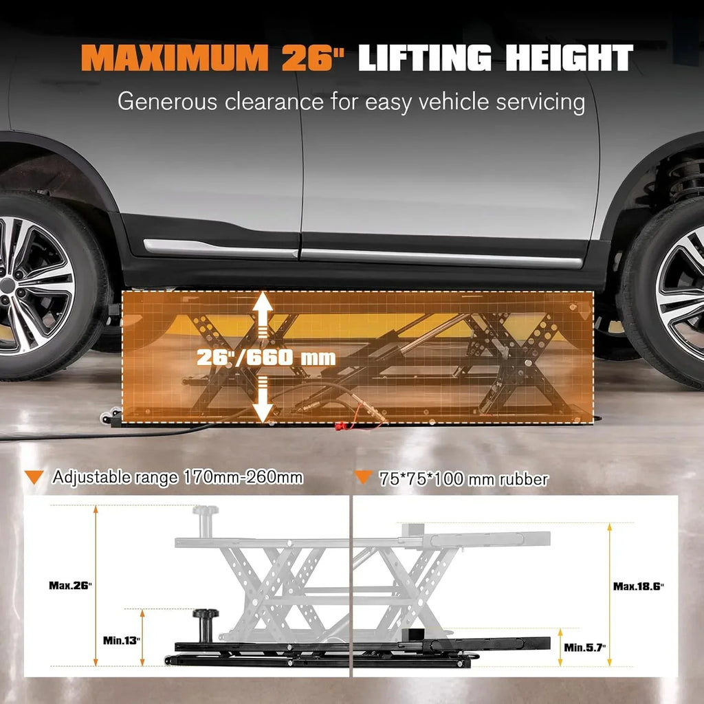 2026 NewJocisland Portable Car Lift, Capable of Lifting 5000 LBS Quick Jack with a Maximum Height of 26", Car Lifts for Shop and Home Garage, Black