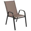 2026 NewBizChair 5 Pack Black Outdoor Stack Chair with Flex Comfort Material and Metal Frame