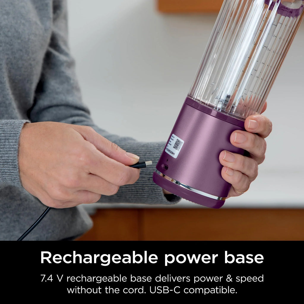 2026 NewNinja Blast Portable Blender, Cordless, 18oz. Vessel, Personal Blender for Shakes & Smoothies, BPA Free, Leakproof Lid & Sip Spout, USB-C Rechargeable, Dishwasher Safe Parts, Metallic Purple,