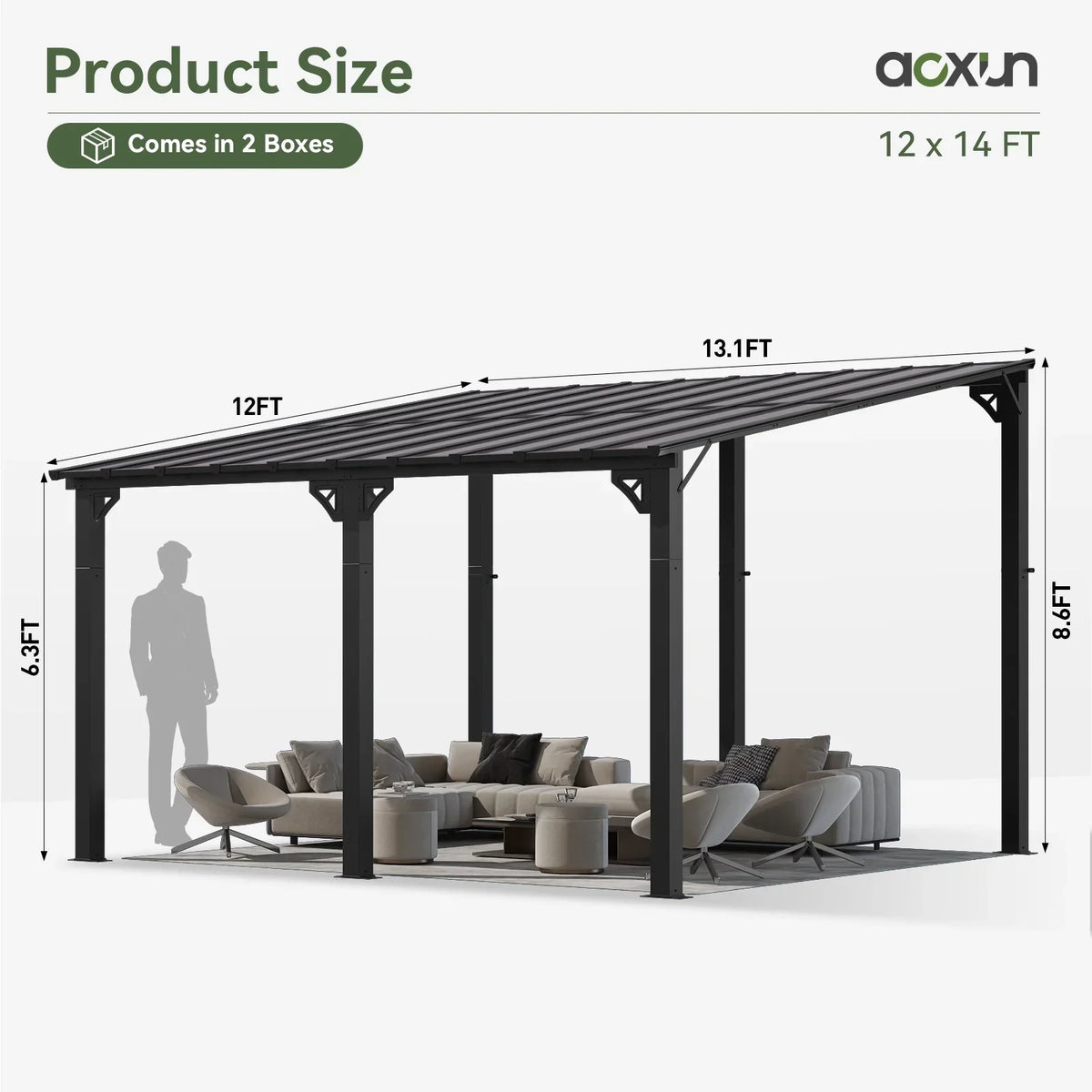 2026 NewAoxun 8' x 5' Gazebo for Patio, Gazebo Pergola with Sloped Roof, Grill Gazebo Large Wall-Mounted Heavy Duty Awnings, for Backyard, Deck, Patio