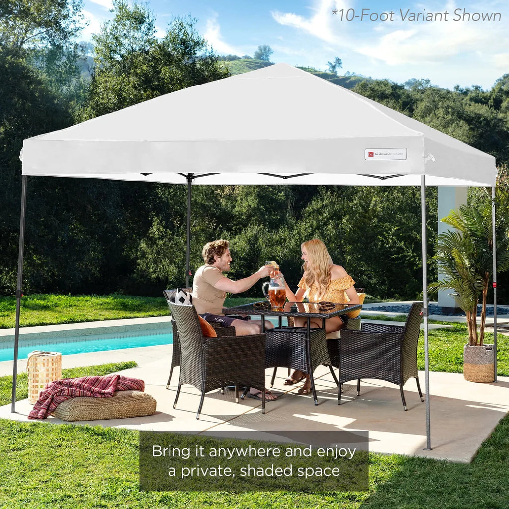 2026 NewBest Choice Products 12x12ft Easy Setup Pop Up Canopy w/ 1-Button Setup, Wheeled Case, 4 Weight Bags - Navy Blue
