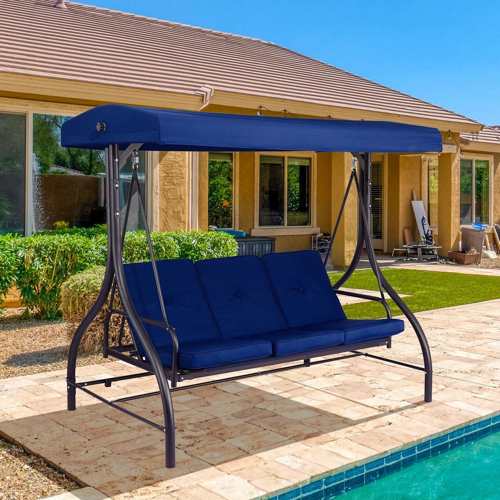 2026 NewArlopu 3 Person Porch Swing Outdoor Converting Canopy Swing Glider with Canopy
