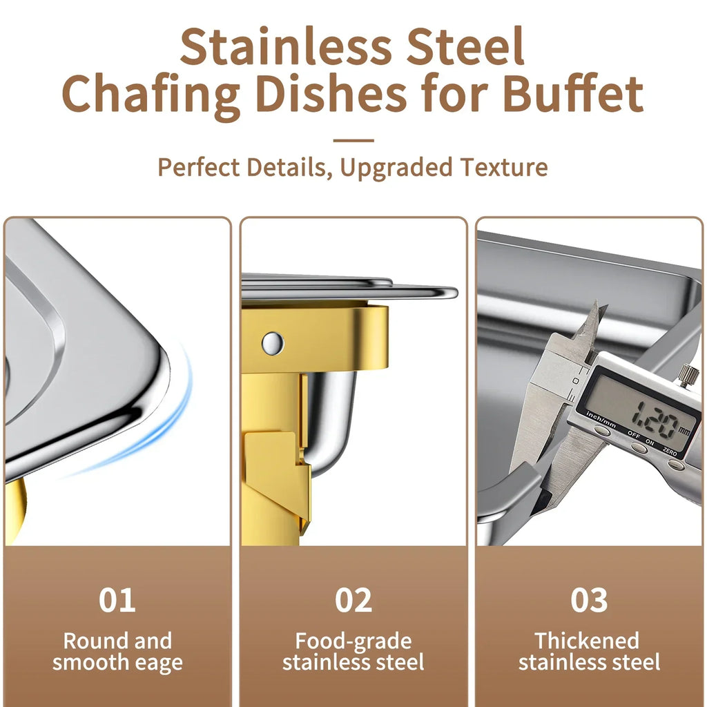 2026 NewChafing Dish Buffet Set 4 Pack: TINANA 8QT Stainless Steel Chafing Dishes for Buffet, Chafers and Buffet Warmers Sets for Parties, Events, Wedding, Camping, Dinner-Gold